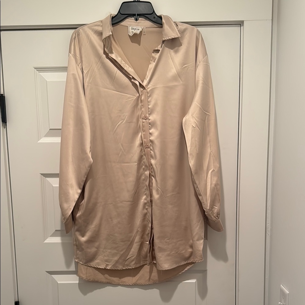 Silky Beige Button-Up Shirt